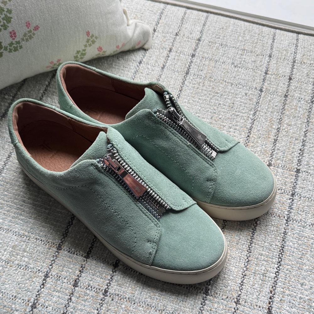 Frye Mint Suede Zip Sneakers
